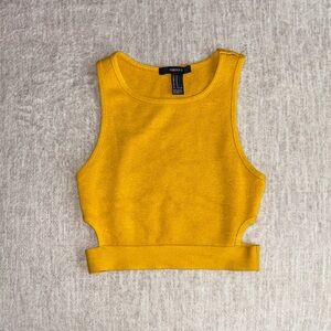 Forever 21 Mustard Cutout Cropped Tank Top